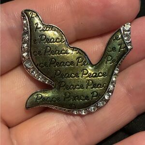 Peace Dove Brooch with Rhinestones